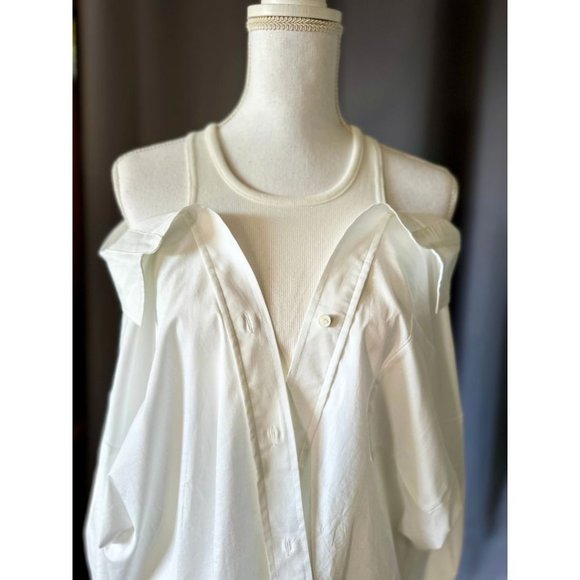 DKNY Cotton Poplin women’s buttoned closure oversized Top shirt size M - Picture 3 of 10